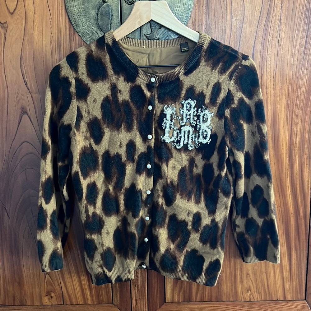 Cheetah print LAMB cashmere cardigan